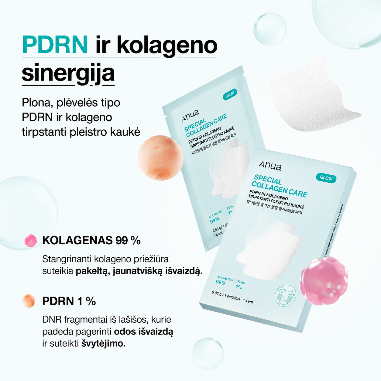 ANUA PDRN Kolageno Tirpstanti Kaklo Kaukė