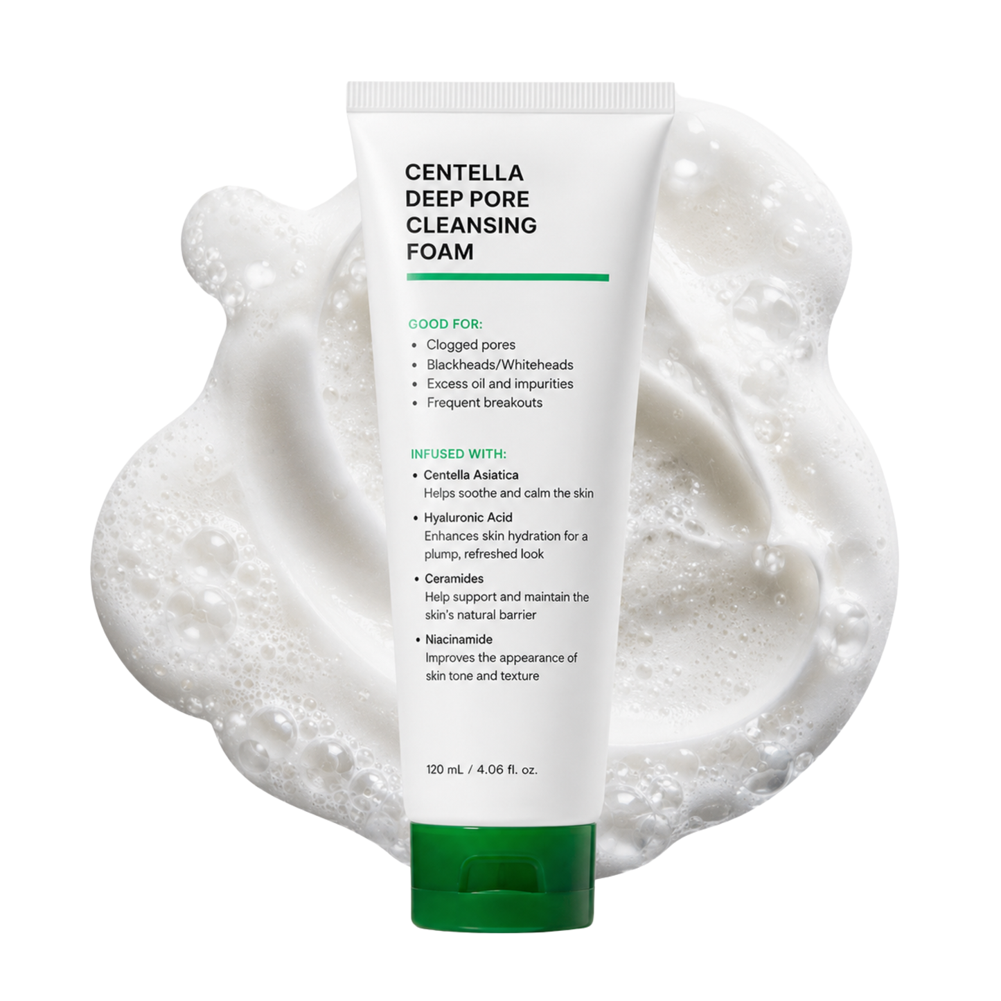 NIDA centella gilaus porų valymo putos, 120 ml.