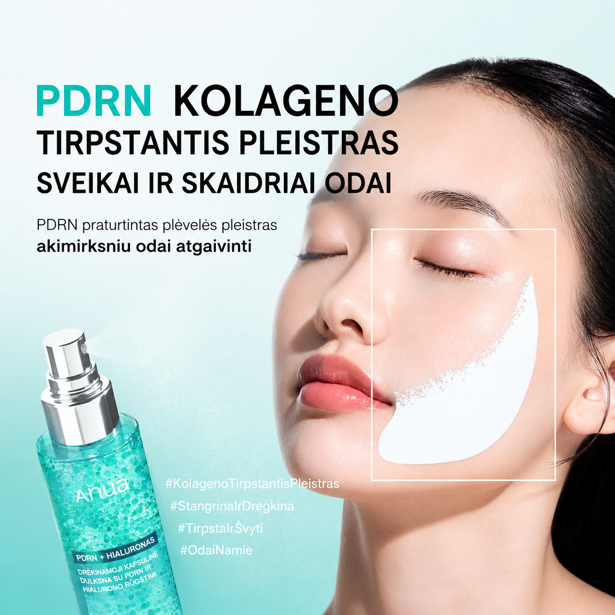 ANUA PDRN Kolageno Tirpstanti Kaukė-Pleistras