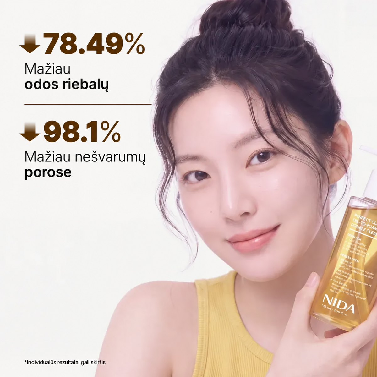 NIDA Perfect Clear™ aliejinis–putojantis veido prausiklis, 145 ml.